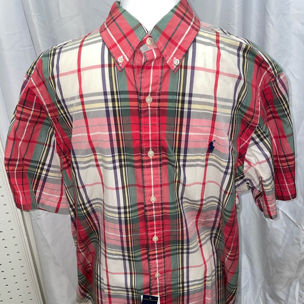 Red and Green Plaid Ralph Lauren Short Sleeve Button Down
